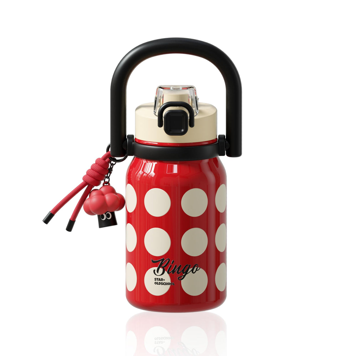 32 oz Leak proof Insulated Water Bottle with Straw & Handle Red (Rose Red)