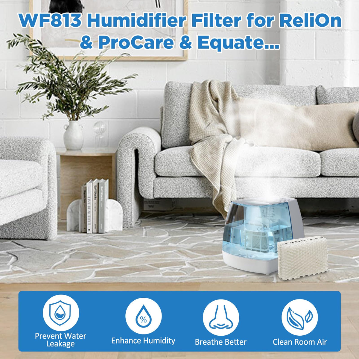 Wf813 Eqwf813 Humidifier Filters Replacement for Equate Eqwf813 Eq (4-Pack)