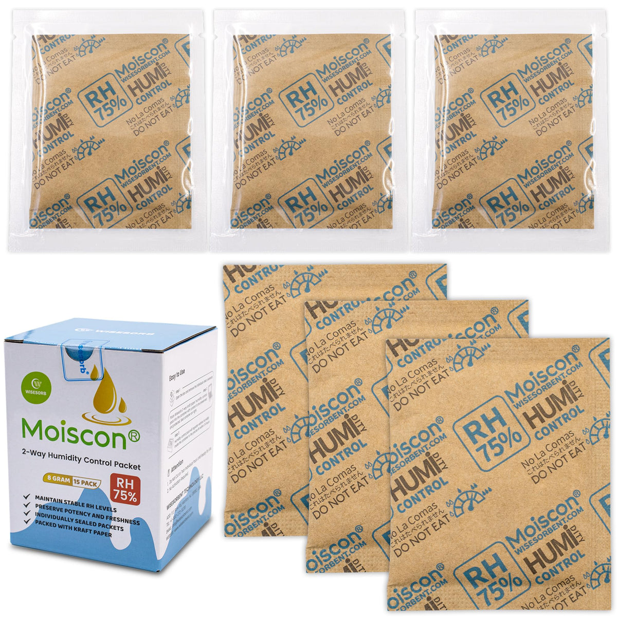 75% 2 Way Humidity Control Gel Packs (75% 8 Gram / 15 PACK)