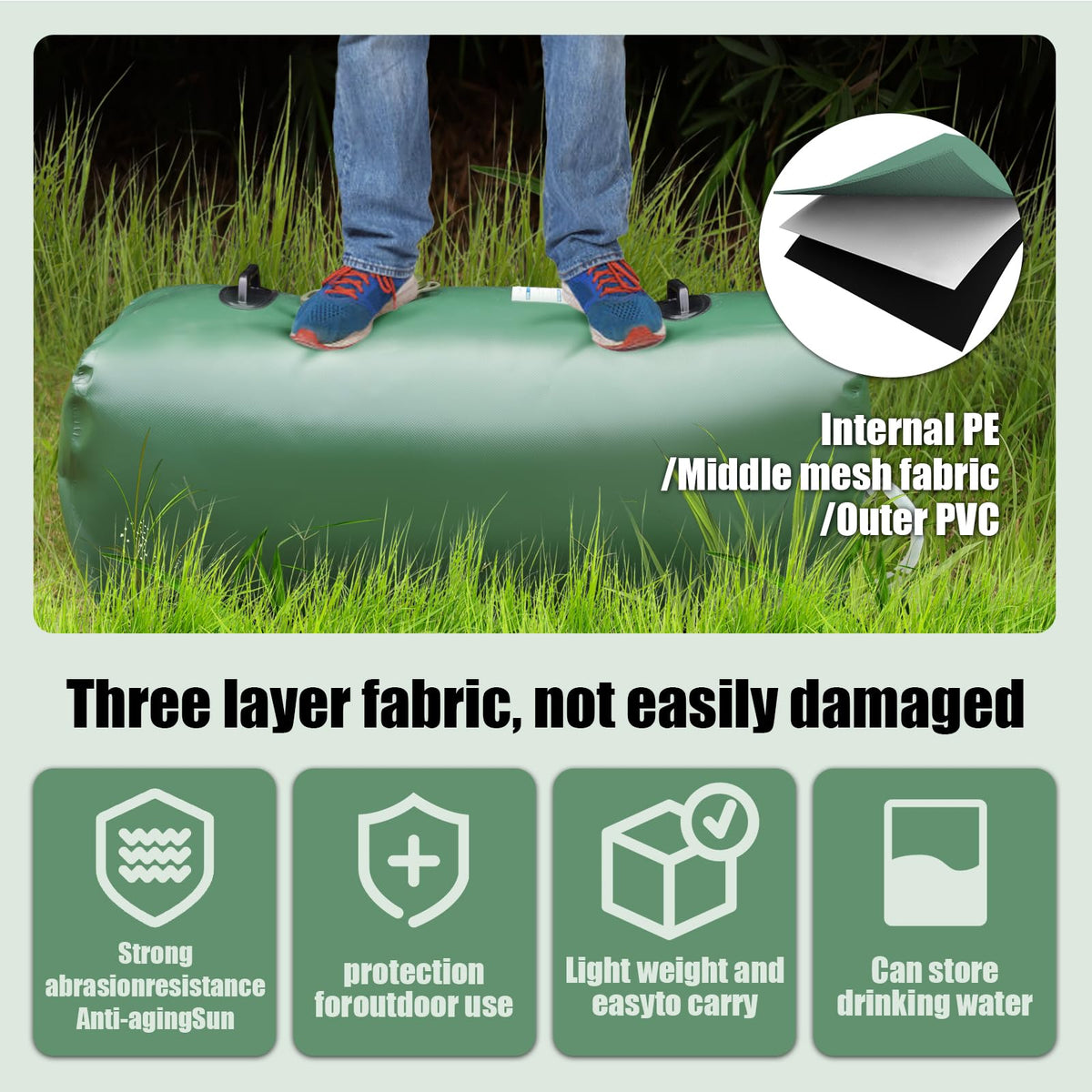 Drinking Water Storage Bladder (Green / 50gal)