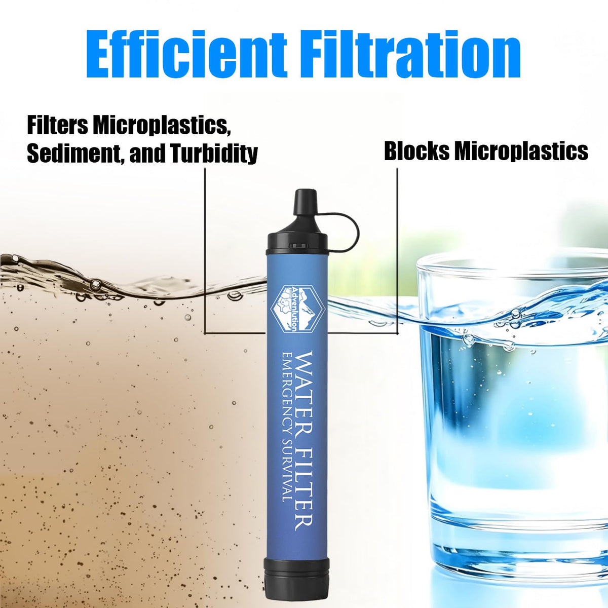 6 Pack Water Filter Straw with Emergency Whistle Survival for Outdoor (6-Pack(Blue) / 6-Pack)