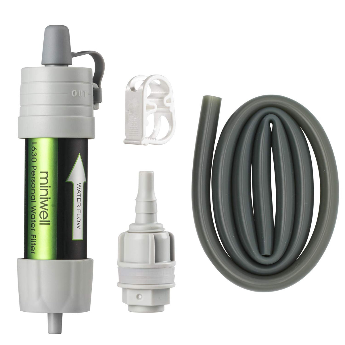 Gravity Water Filter Straw (Water Filter with Bucket Connector in Grey)