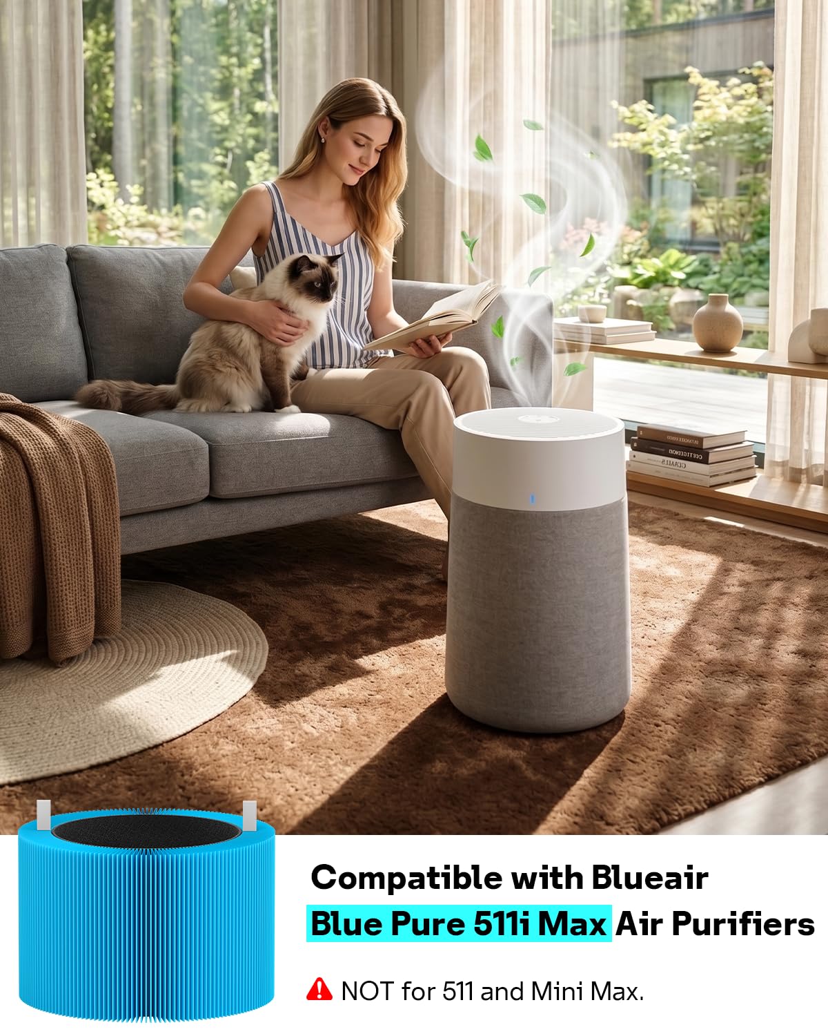 511i Max Filter Replacement for Blueair Blue Pure 511i Max Air Purifier (Blue / 2 Pack)