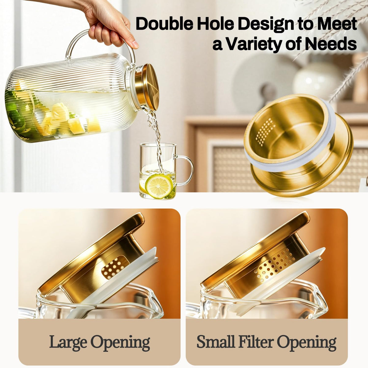 Glass Pitcher with Lid (Clear / 128 Ounces)