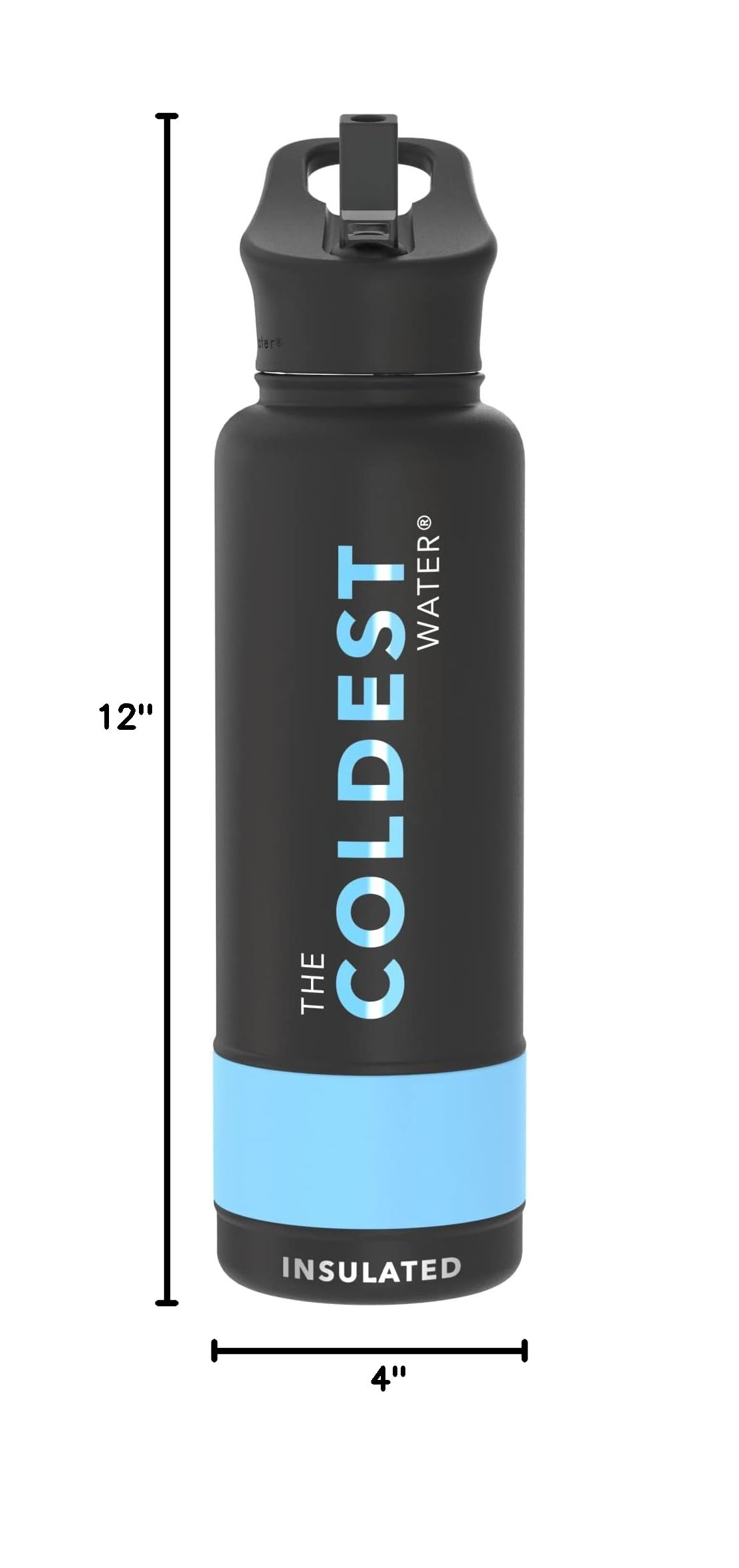 Coldest Insulated Water Bottle with Straw Lid (40 oz / Matte Black)