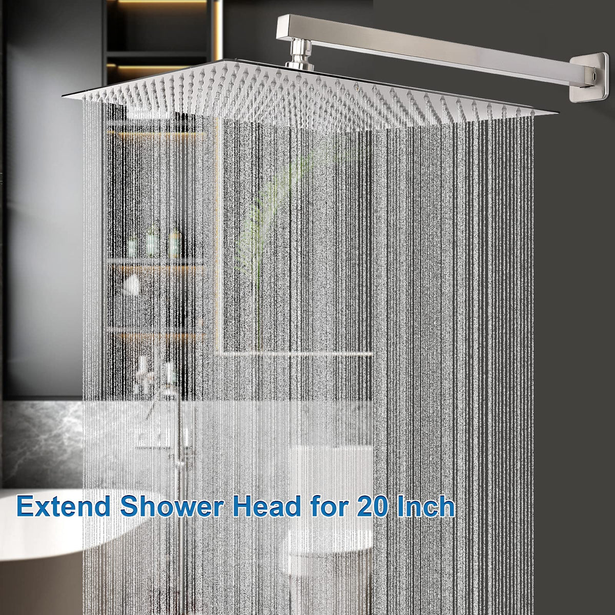 Shower Head with Extension Arm (16'' Shower with 20'' Arm / Brushed Nickel)