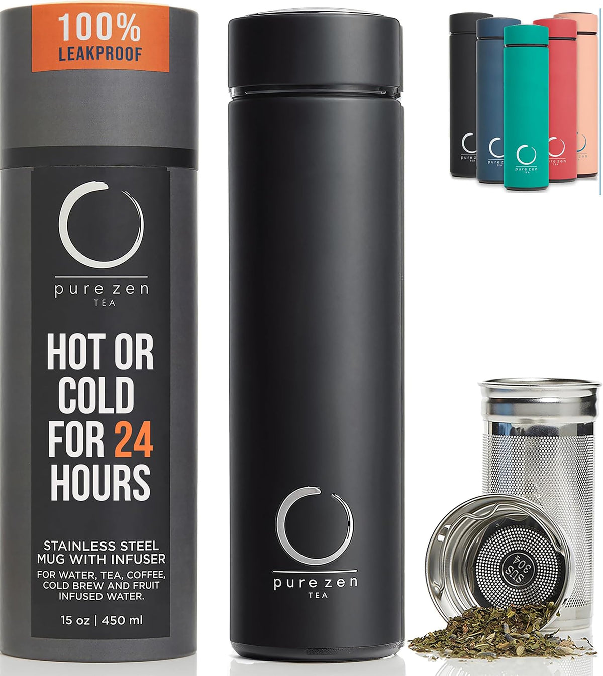 Insulated Tea Infuser Bottle (Black)