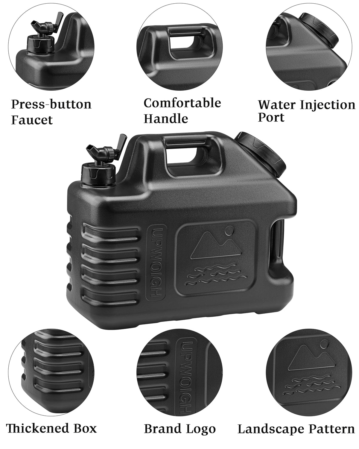 3.5 Gallon Camping Water Jug with Spigot (Matte Black)