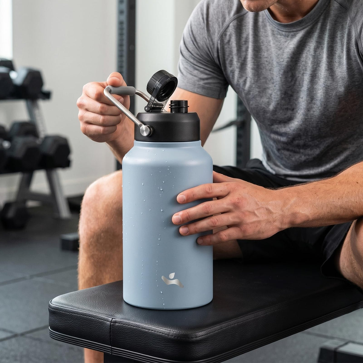 87 oz Insulated Stainless Steel Water Bottle Jug with Handle (87 Ounces / Day Night)