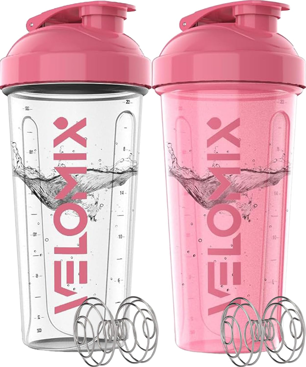 2 Pack 28oz Protein Shaker Bottle (B3) Pink / Transparent)