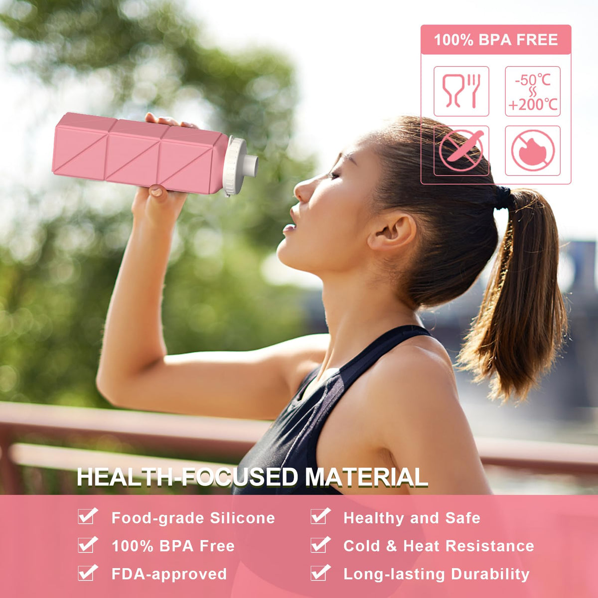 Collapsible Water Bottles 2 Pack (Pink+Starlight)