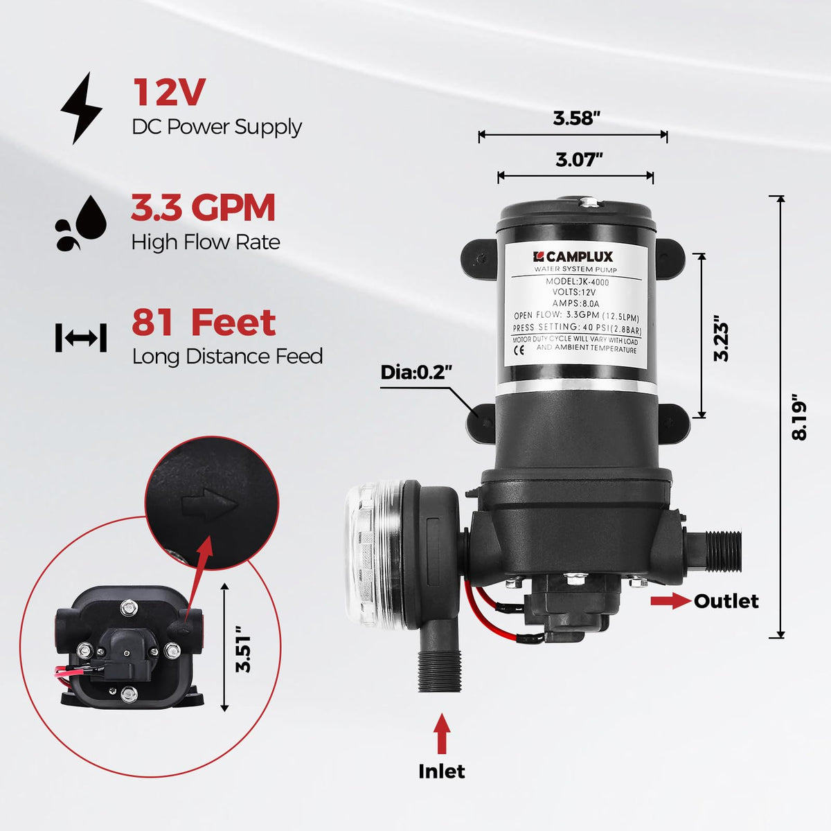 CAMPLUX Portable Propane Water Heater 2.64GPM