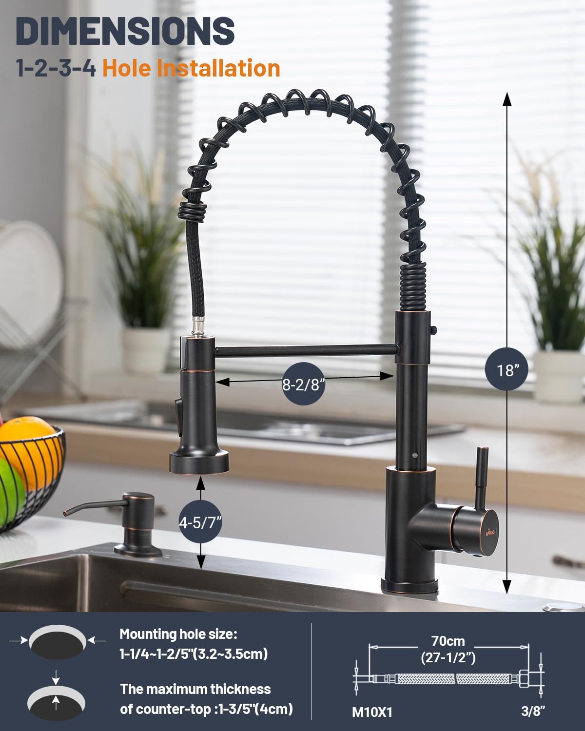 Spring Style Kitchen Faucet with Soap Dispenser Oil Rubbed Bronze (Oil Rubbed Bronze)