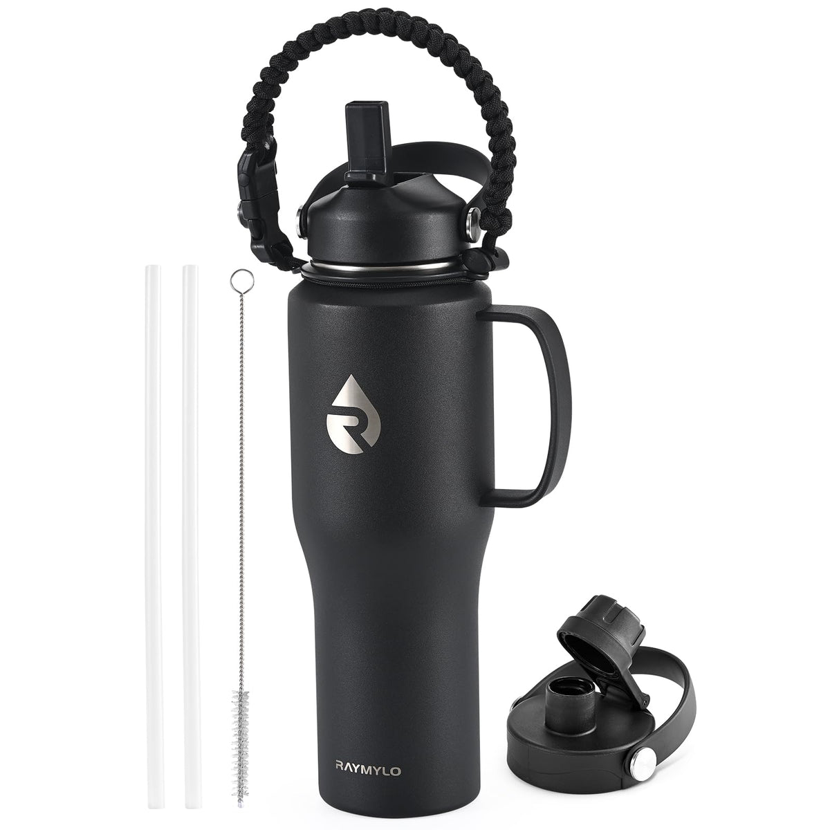 32 oz Insulated Water Bottle with Handle (Magic Black / 32 Ounces)