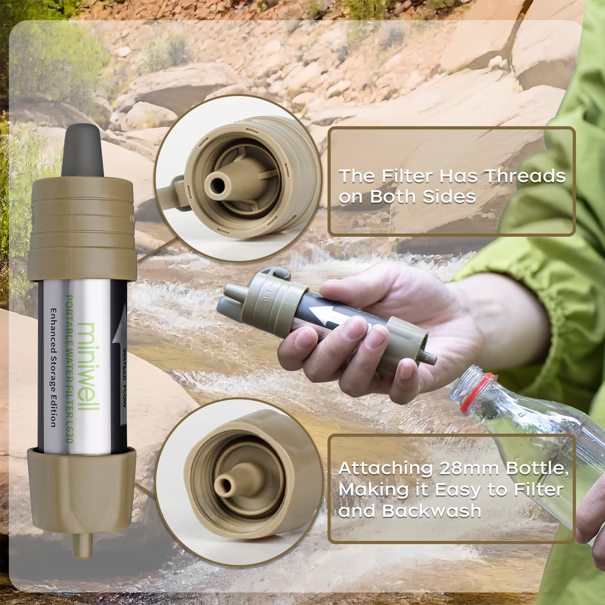 L630 Portable Water Filter with Upgraded Vacuum Packaging (2 Pack Vacuum Pack with Bucket Connectors)
