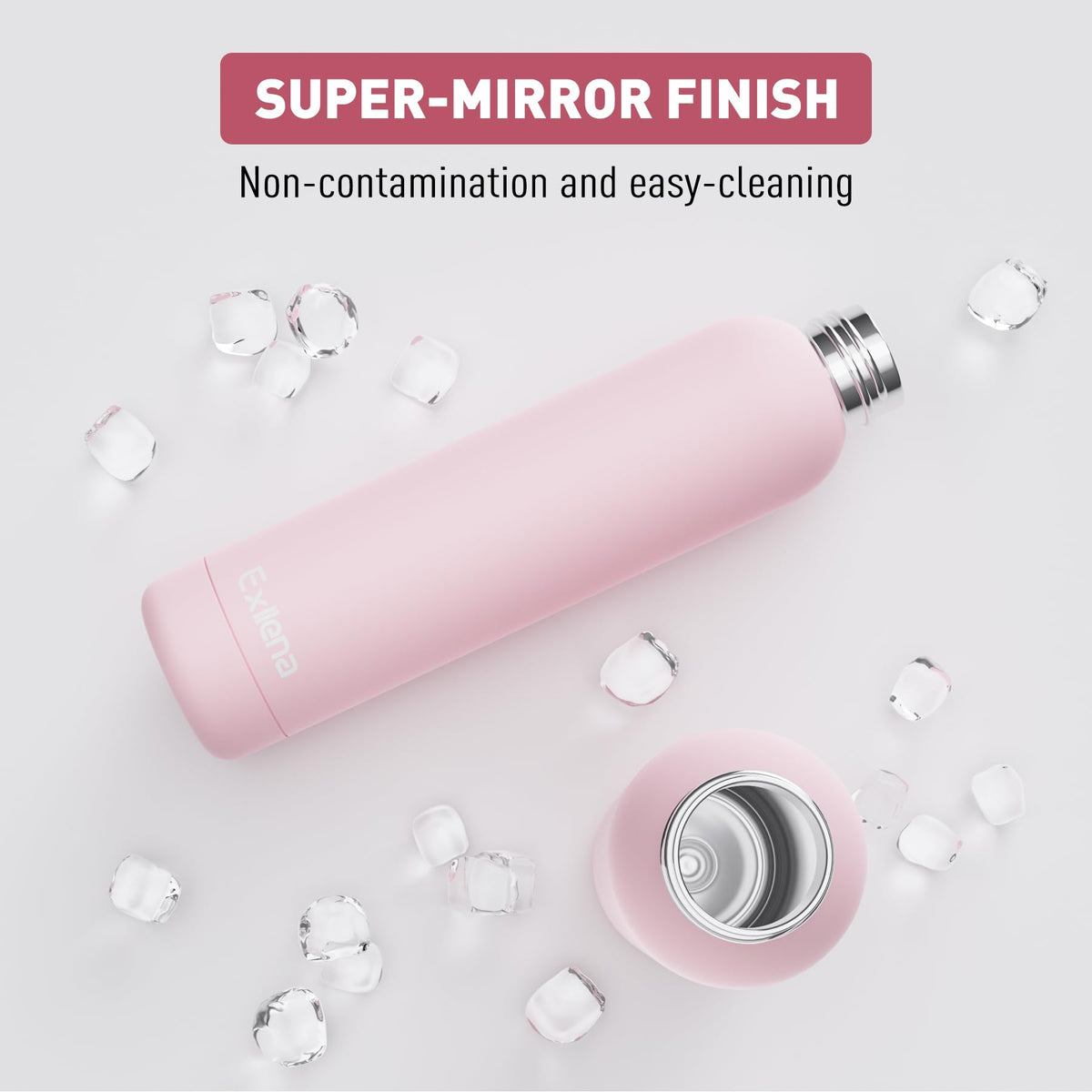 Slim Insulated Water Bottles for Travel 25oz with Clip (750 ml / Pink)