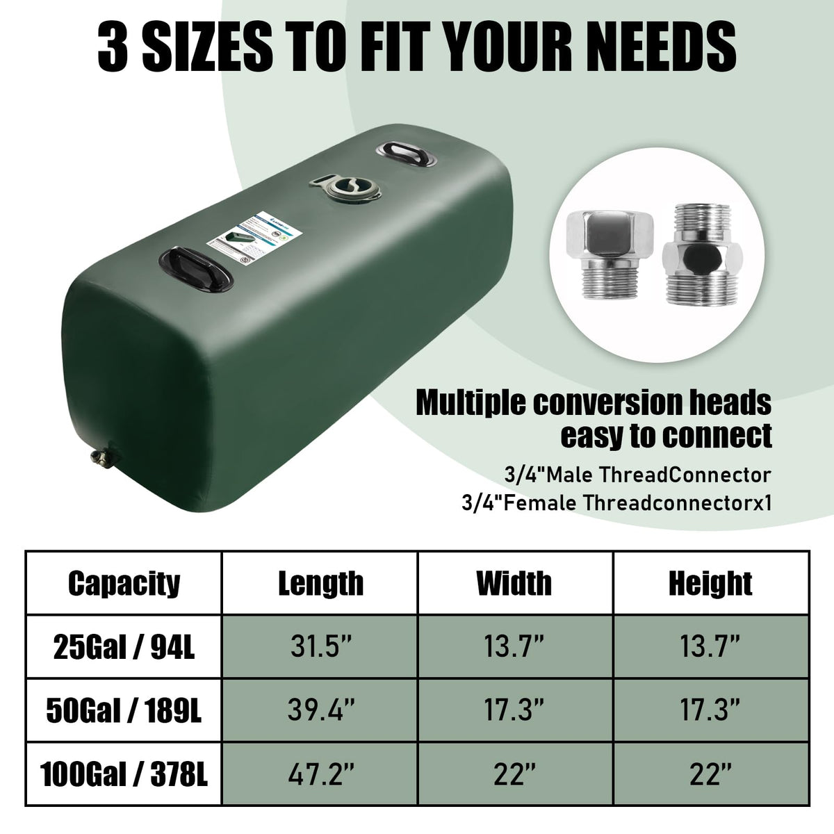 Drinking Water Storage Container (Green / 100gal)