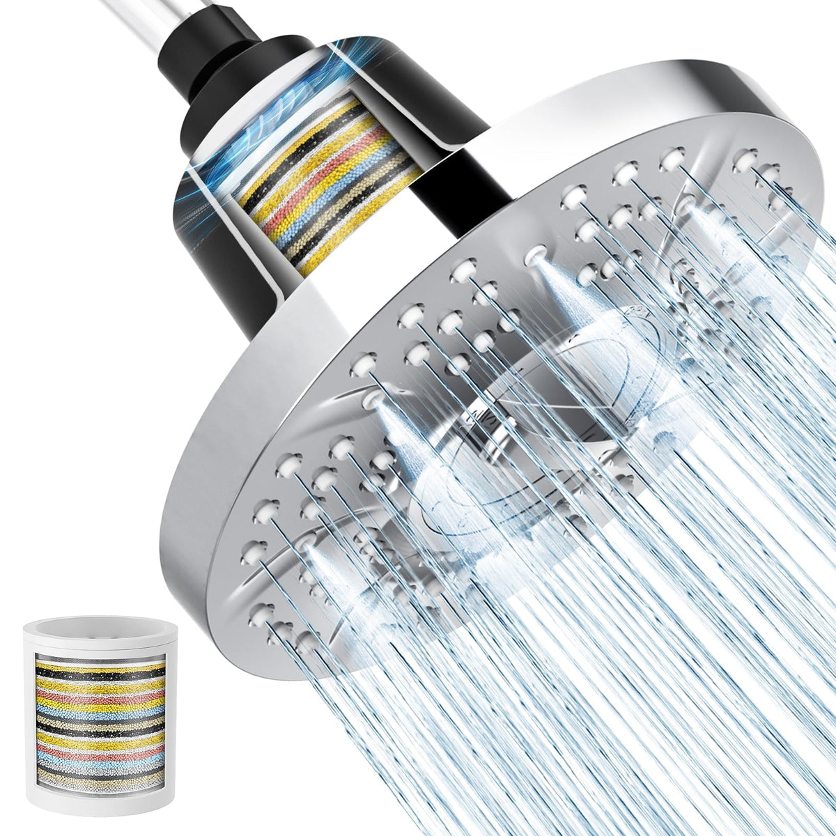 7 Inch Filtered Shower Head with High Pressure Spray (Chrome / 7 Inch)