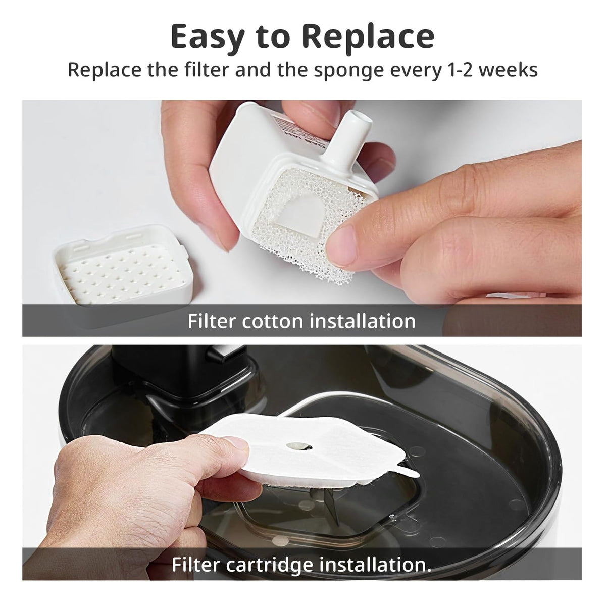 Cat Water Fountain Filter Pet Drinking Fountain Filter & Sponges for 152oz (9 Filters+9 Sponges)
