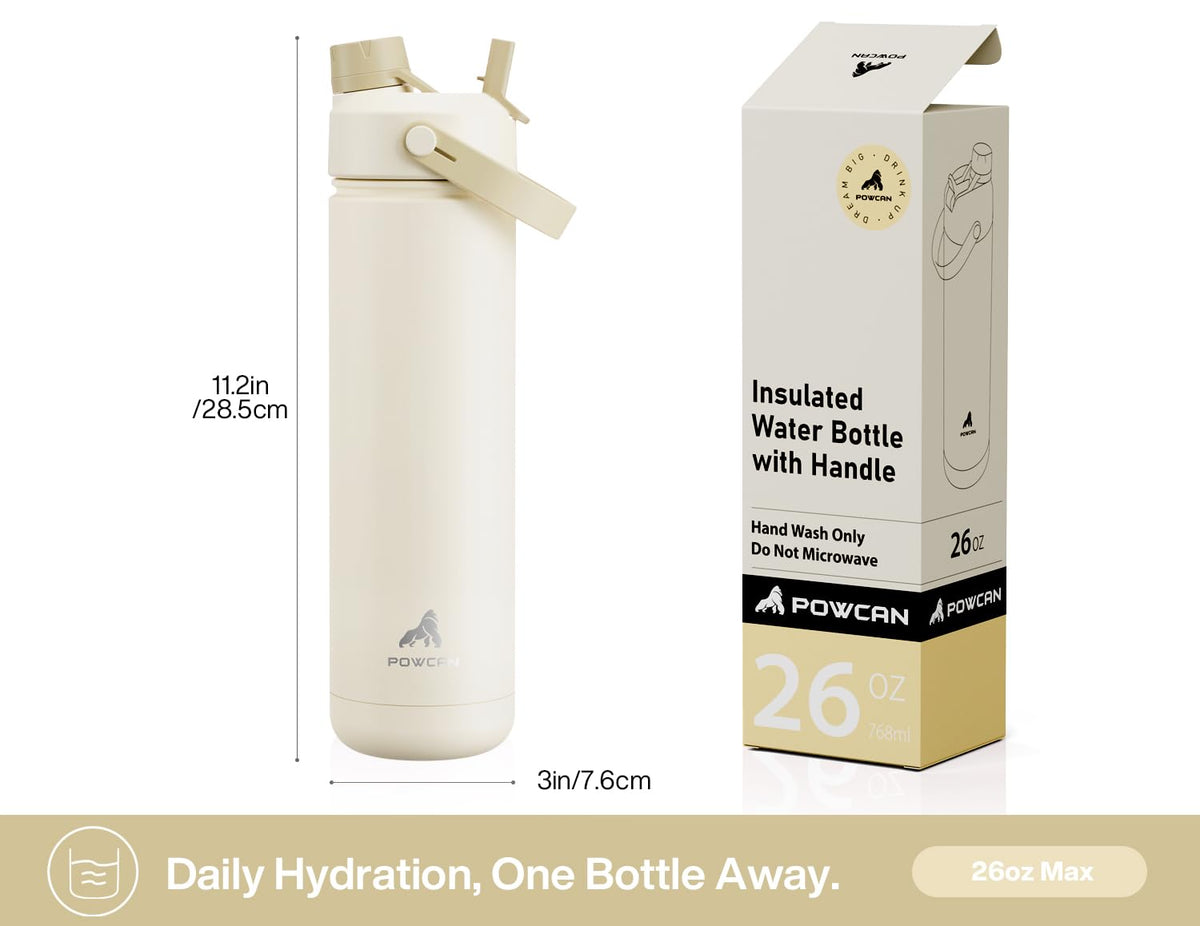 Insulated Water Bottle with 2 (Oat / 26 Ounces)