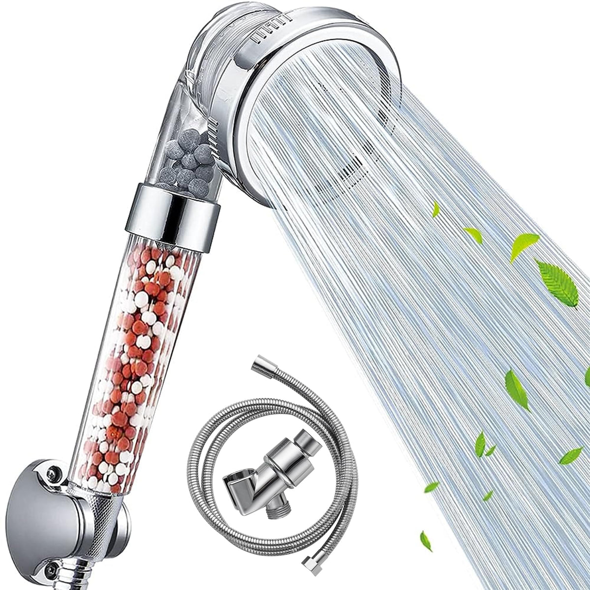 Shower Head with Hose Holder (White Shower Head + Hose + Holder)