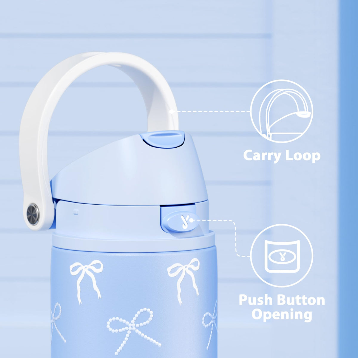 24 oz Insulated Stainless Steel Water Bottle for Travel Sports (Sky Bow / 24 Ounces)