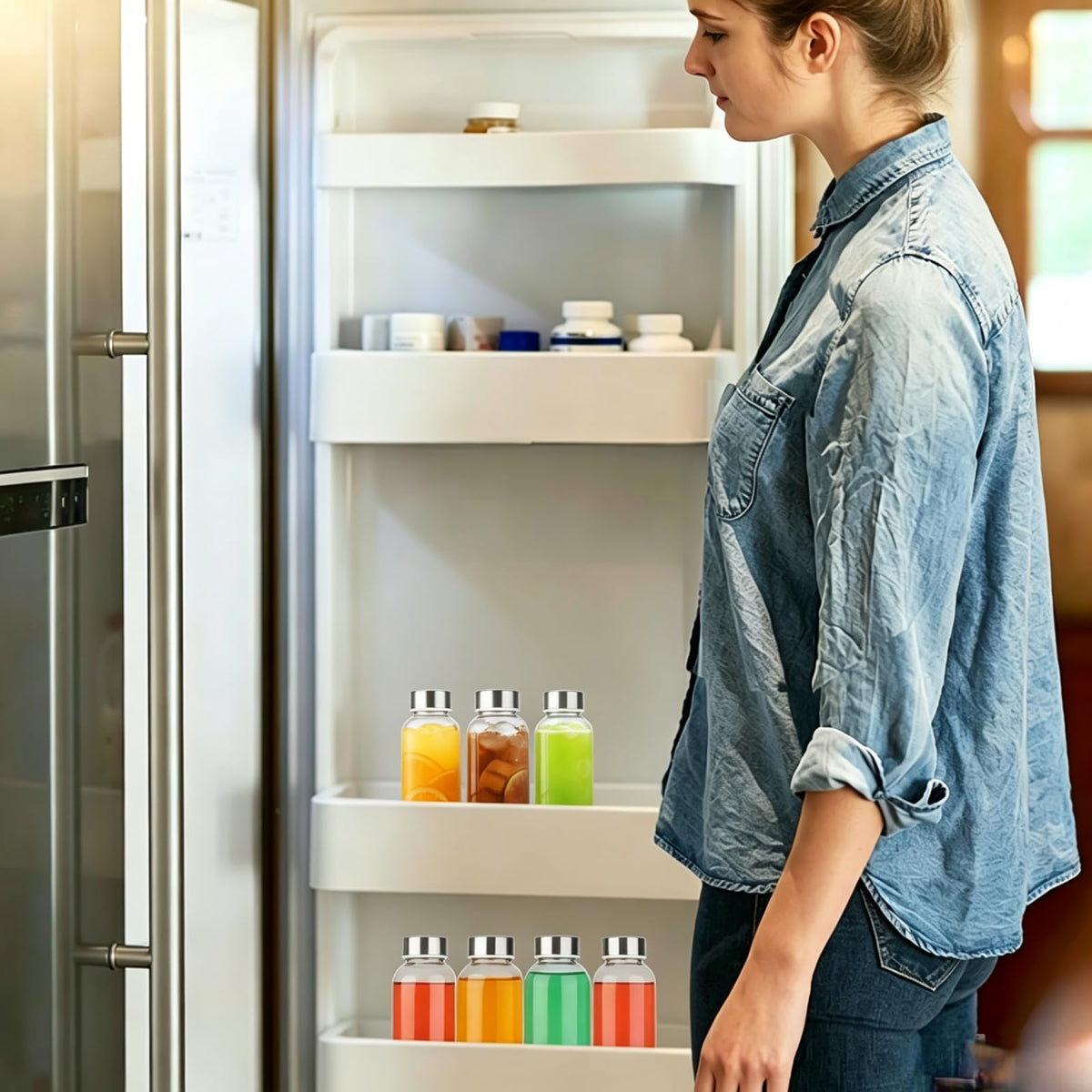 Glass Water Bottles with Lid