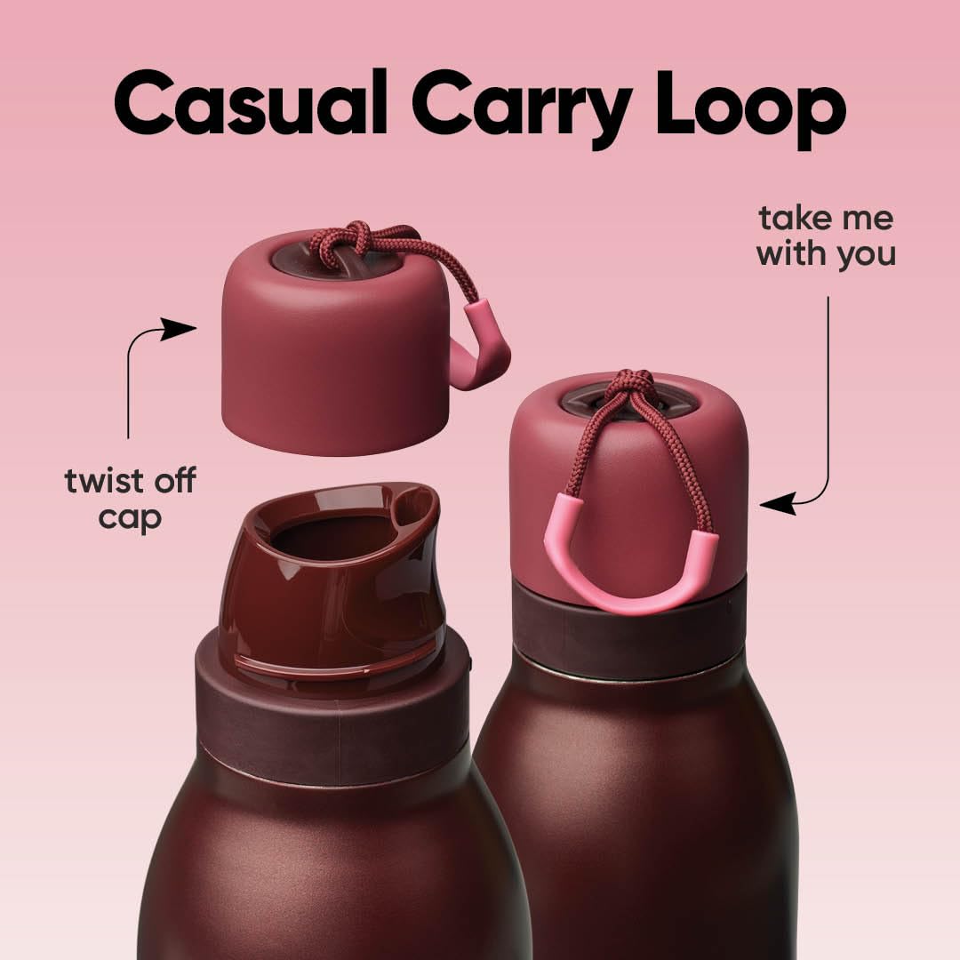 FreeSip Twist Stainless Steel Water Bottle 24 oz Black Cherry (Black Cherry / 24 Ounces)