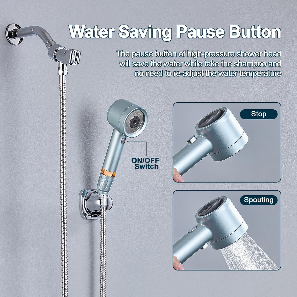 Shower Head with Handheld (Blue)