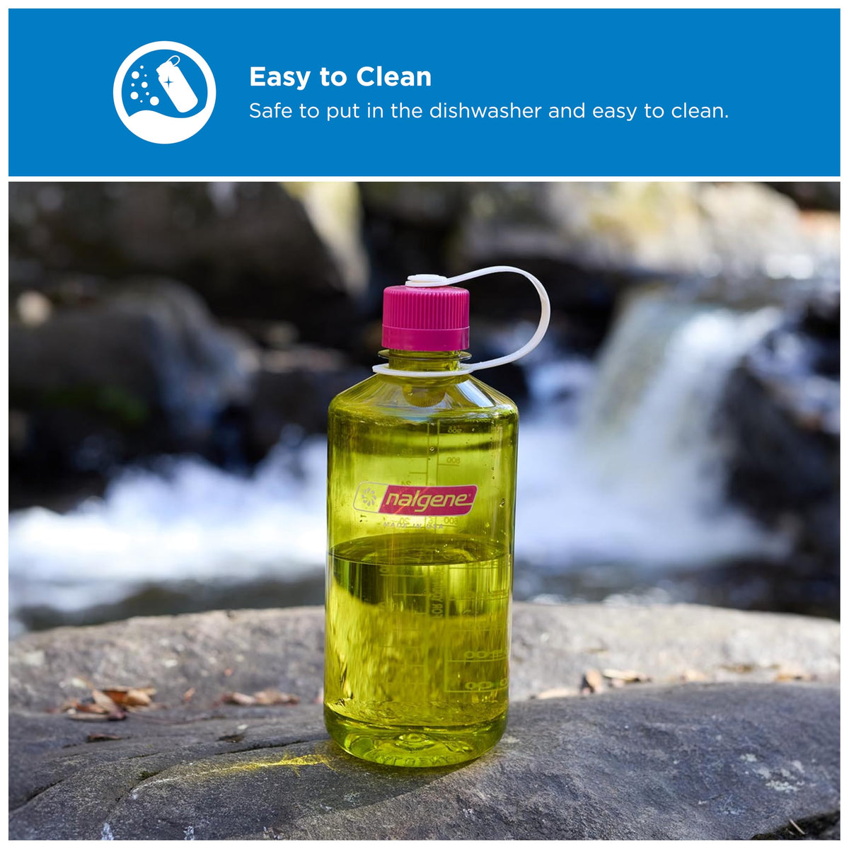 32 oz Narrow Mouth Water Bottle (Endive w/Fuchsia Purple / 32 Ounces)