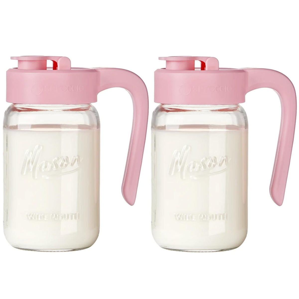 32 oz Glass Pitcher with Lid (Pink)