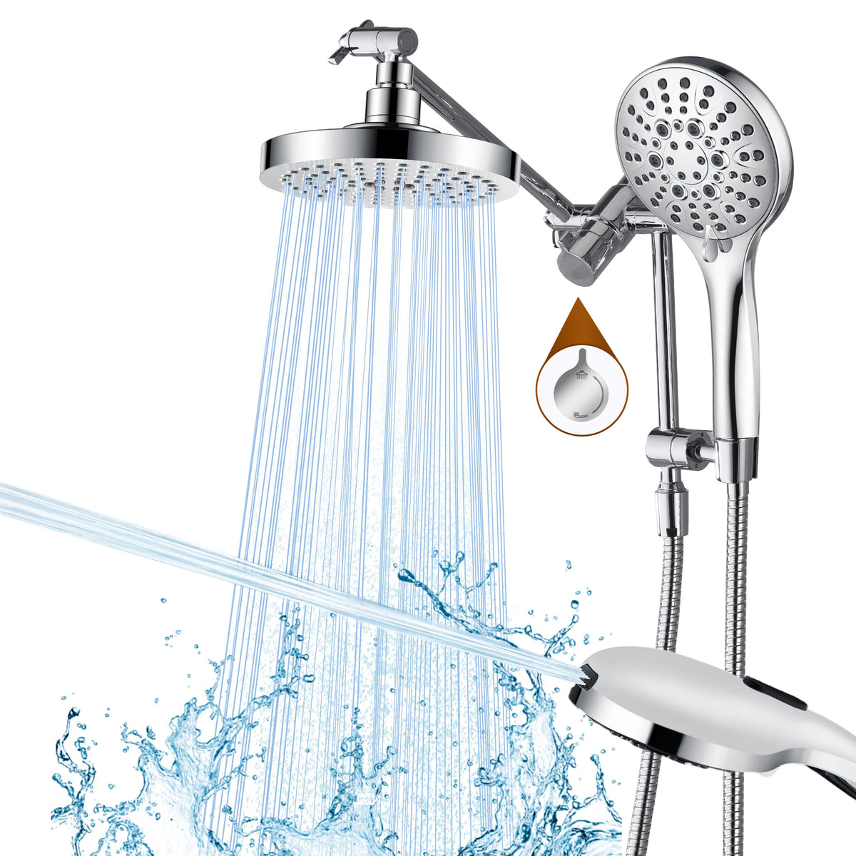 Rain Shower Head with Handheld Spray Built (1.8 GPM / Chrome)