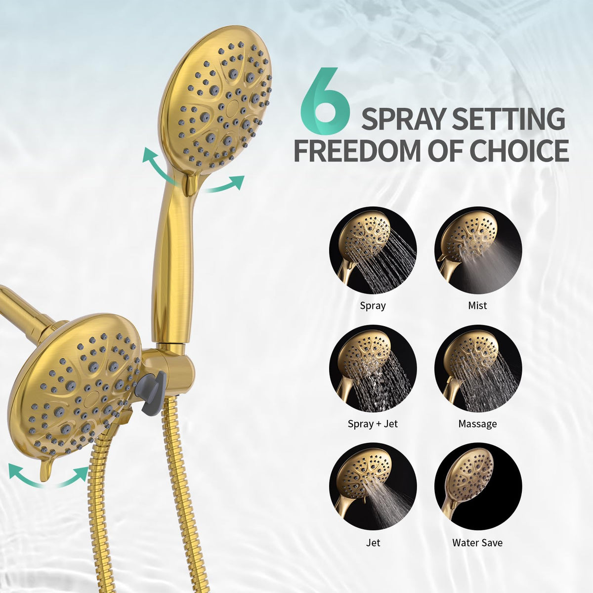 Dual 2 in 1 Shower System with Handheld (Gold)