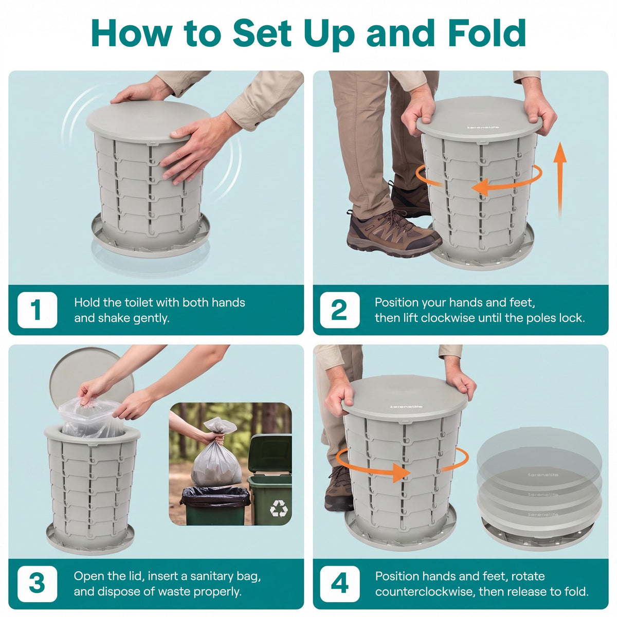 Portable Camping Toilet (Standard / Steel Gray)