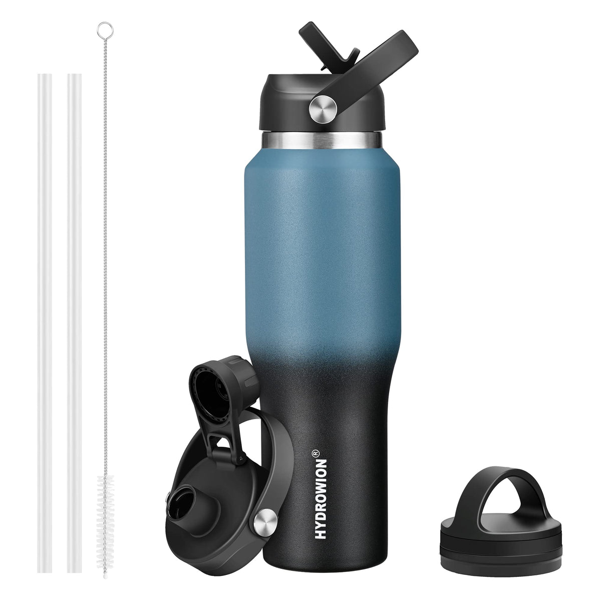 32 oz Insulated Water Bottle Stainless Steel Triple (Blue - Black / 32 Ounces)