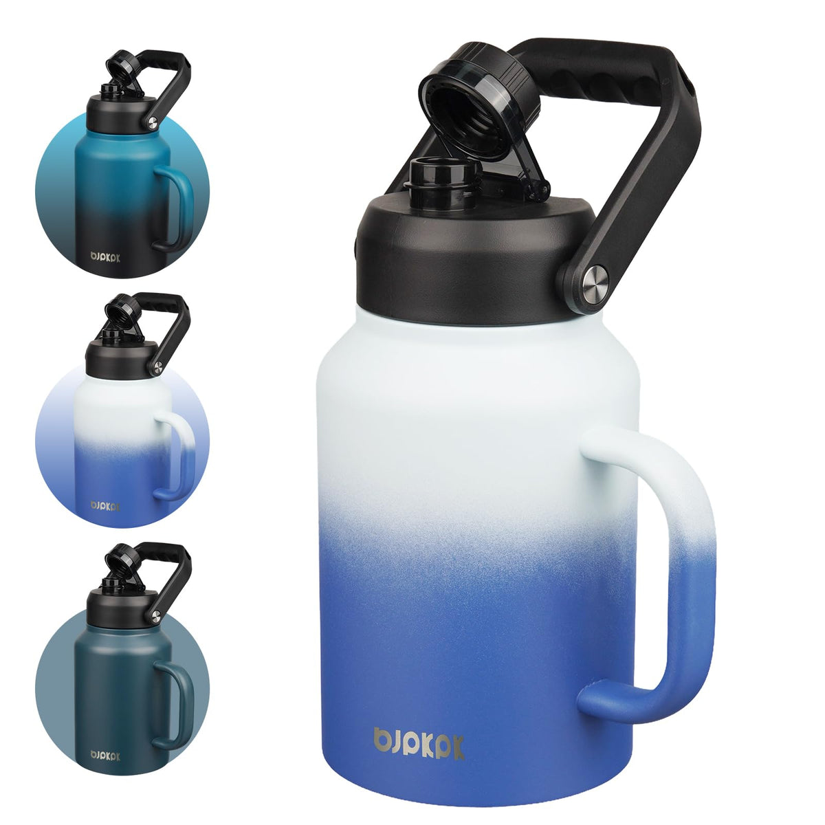 64oz Stainless Steel Water Bottle (64oz-Side Handle / Sky)