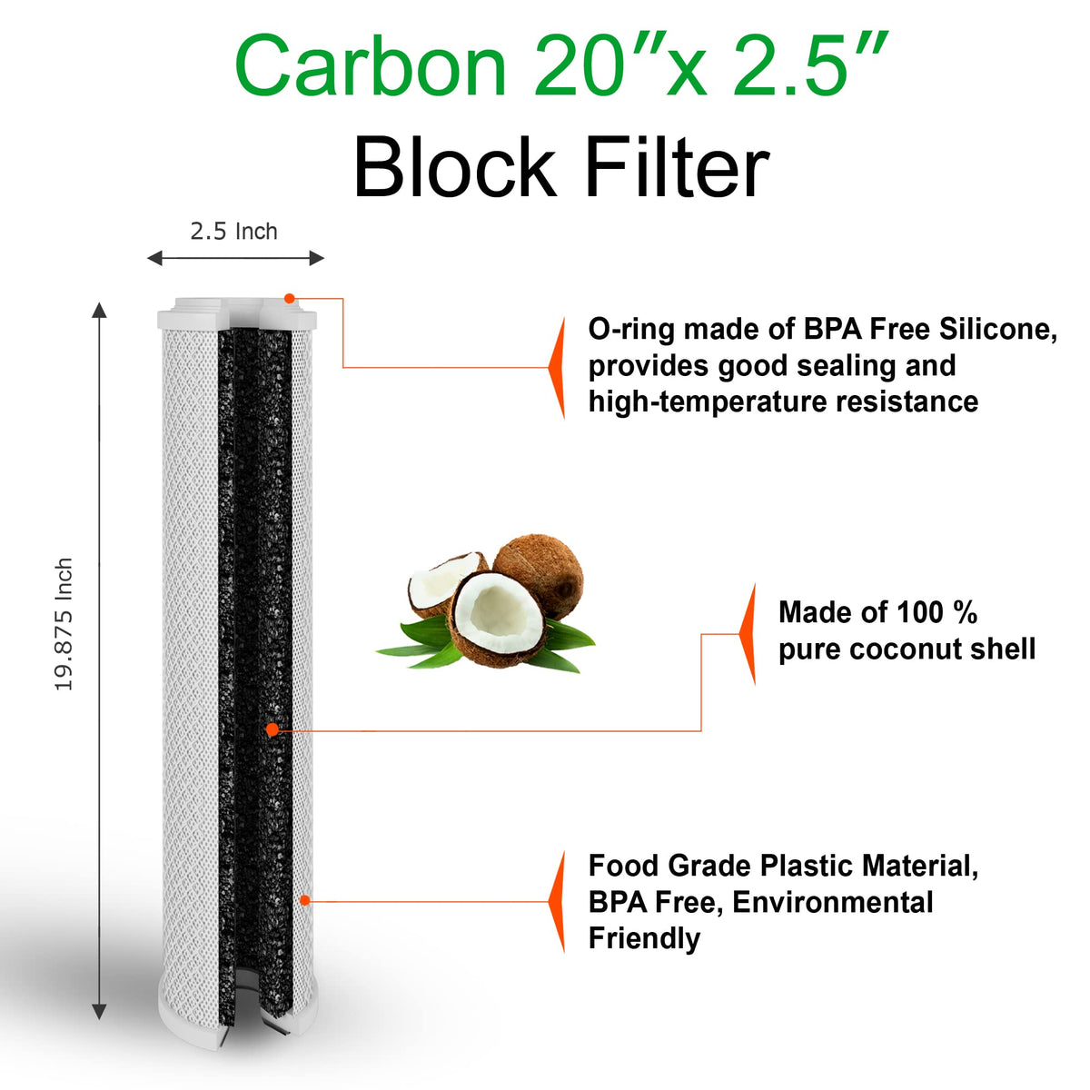Standard Whole House Coconut Shell Carbon Block Water Filter