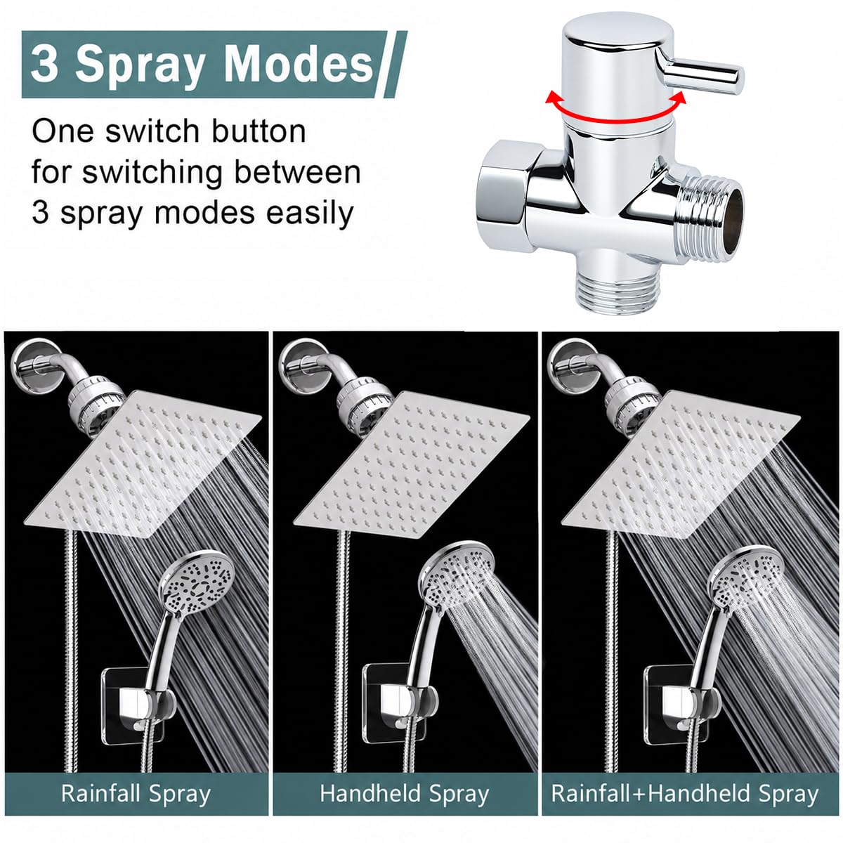 Filtered Shower Head with Handheld (Bright Silver)