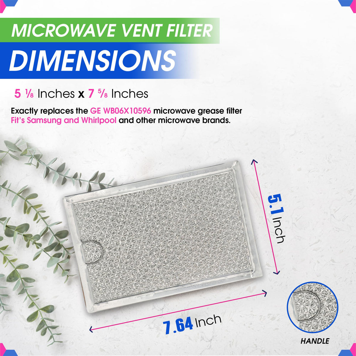 Microwave Filter 7.6” x 5.1” Fits GE WB06X10309 Oven Grease Filters