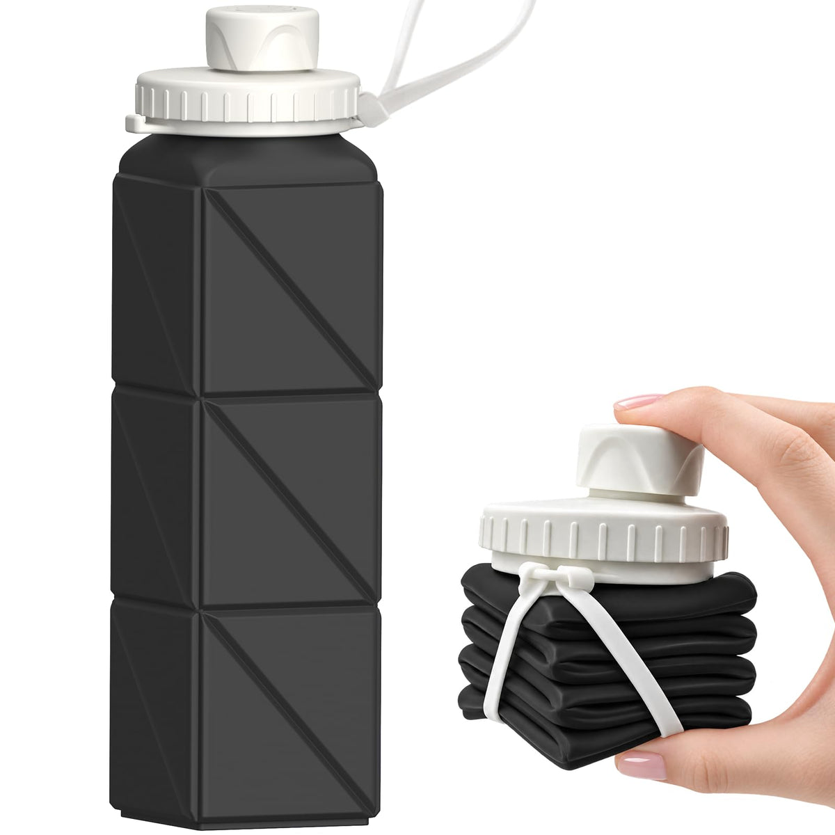 Collapsible Water Bottles 21oz (Black)
