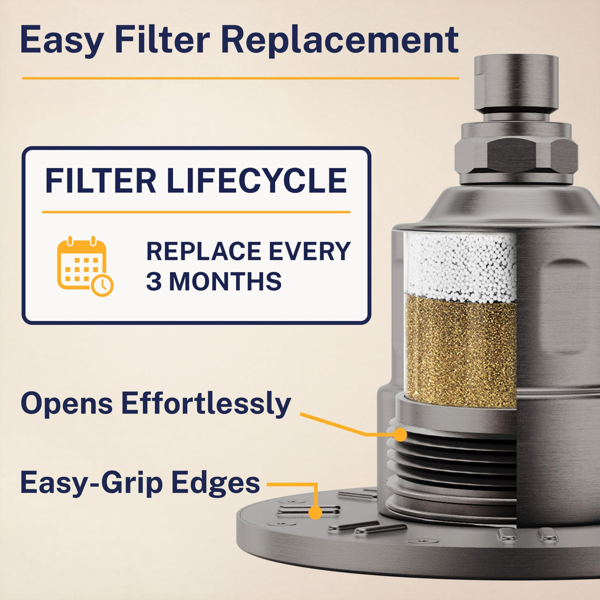HammerHead Metal Filtered Shower Head High Pressure Removes Chlorine (HammerHead Gray / 1.75 GPM)