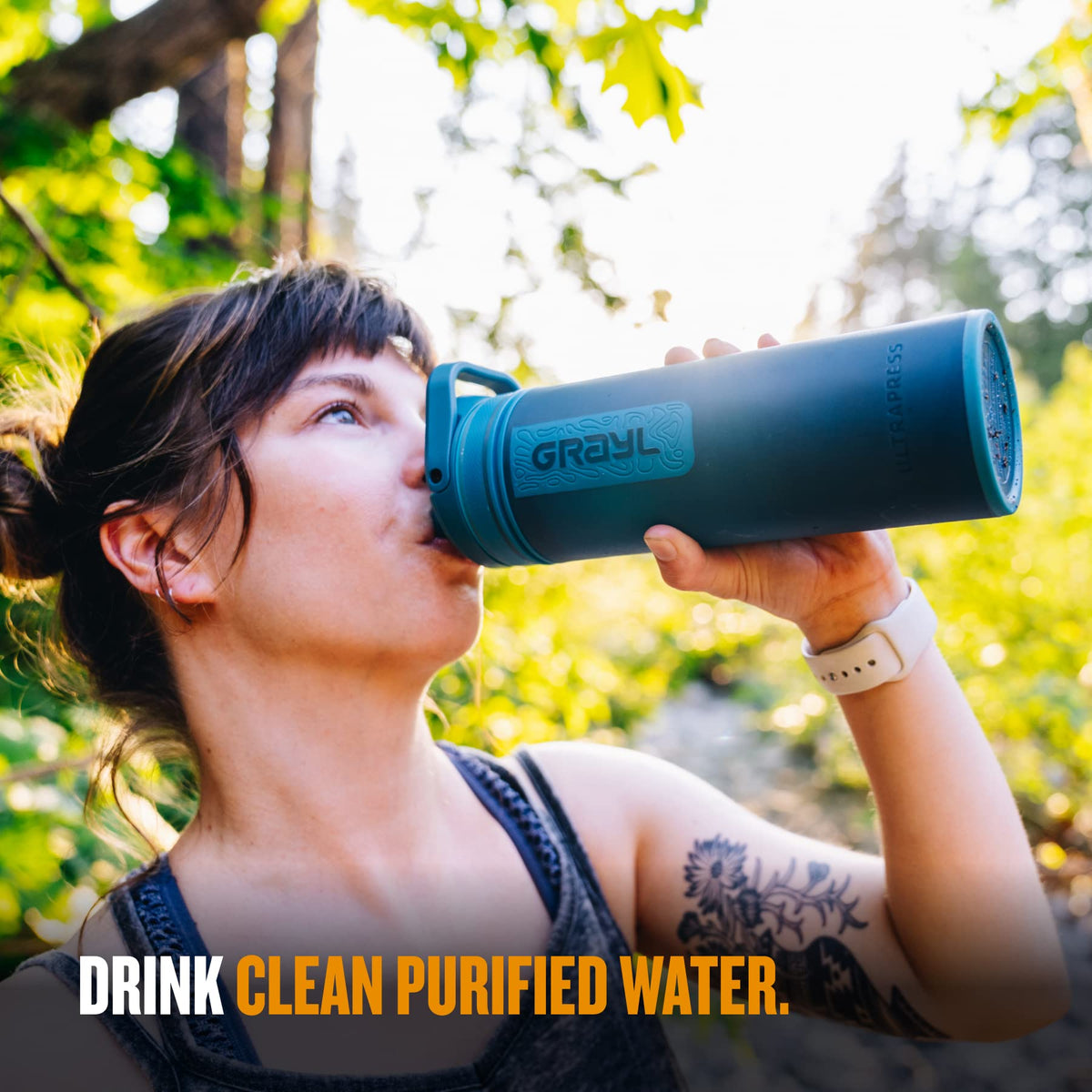 UltraPress 16.9 oz Water Purifier & Filter Bottle (Forest Blue)