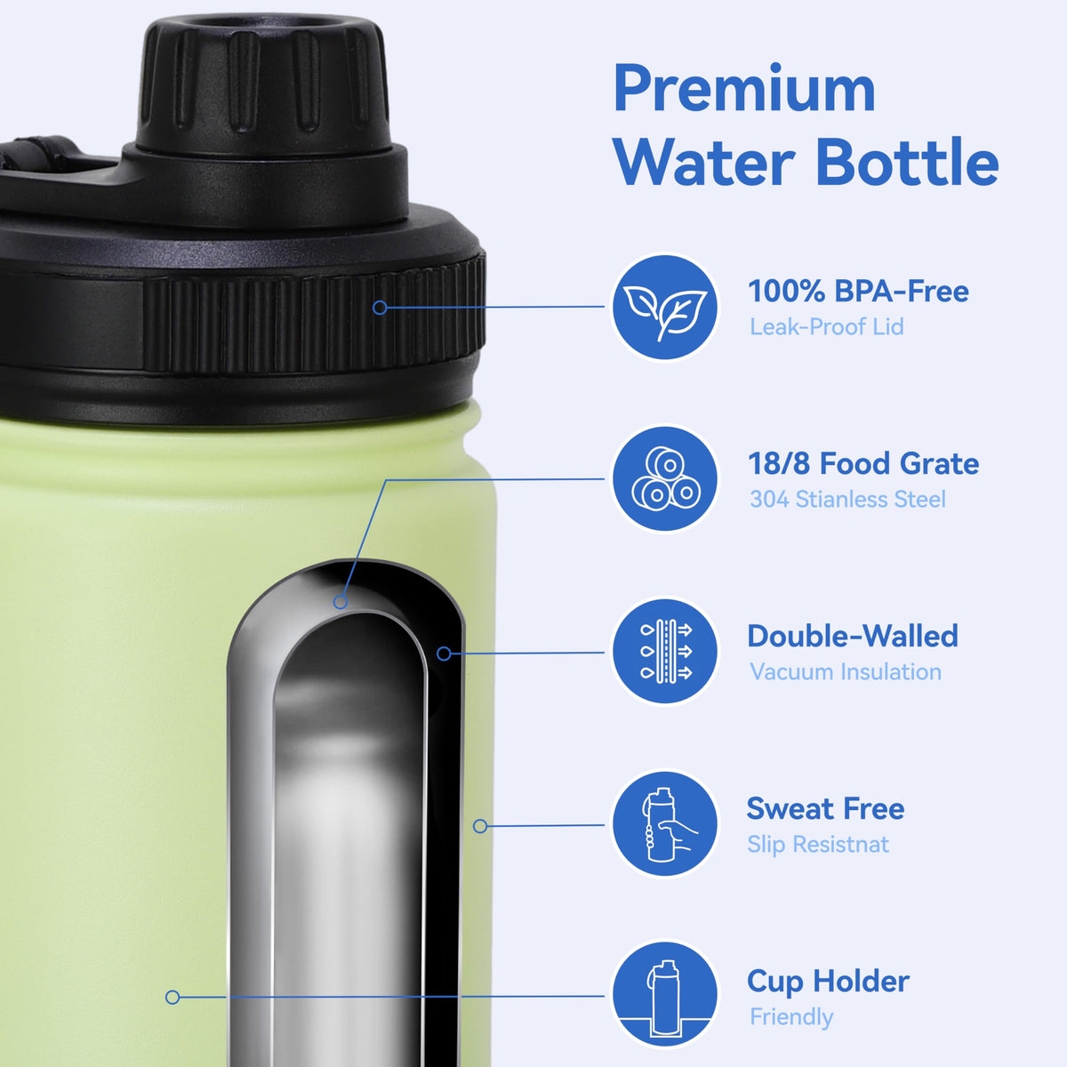 16 oz Kids Water Bottle for School Stainless Steel Double Wall Vacuum Insulated Water Bottle with Straw lids & Spout Lid (Green Gradient / 16oz/4 Pack)