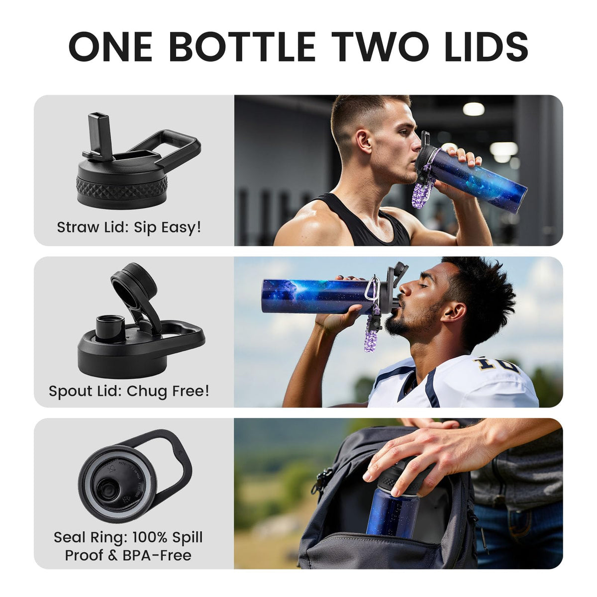 Insulated Water Bottle 24 oz (Aurora Purple / 24 Ounces)