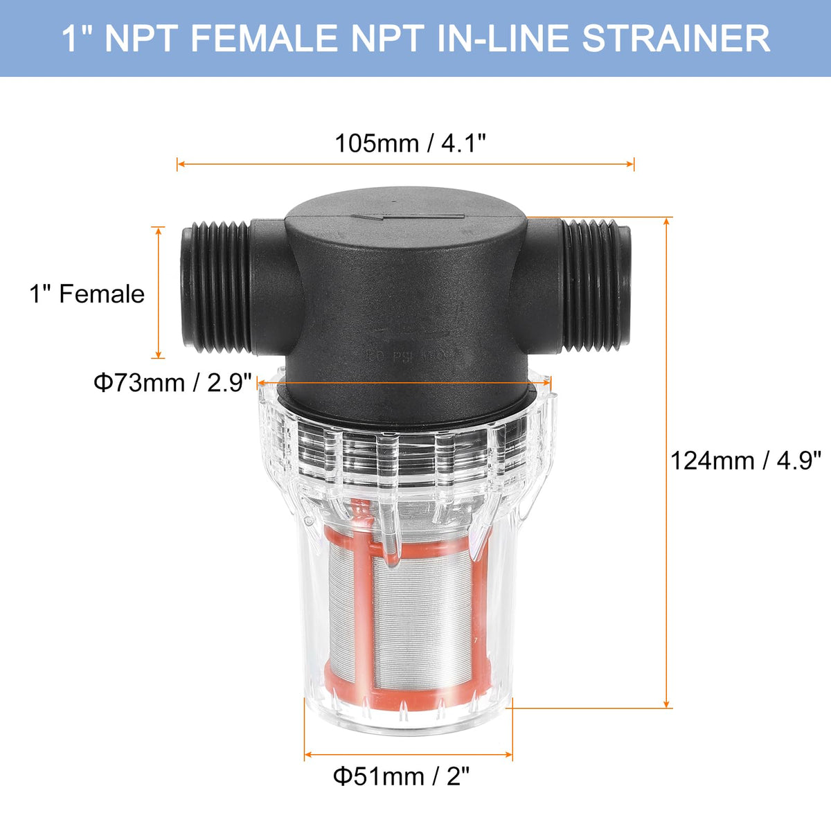 Pressure Washer Filter 1" NPT Female Thread (1")