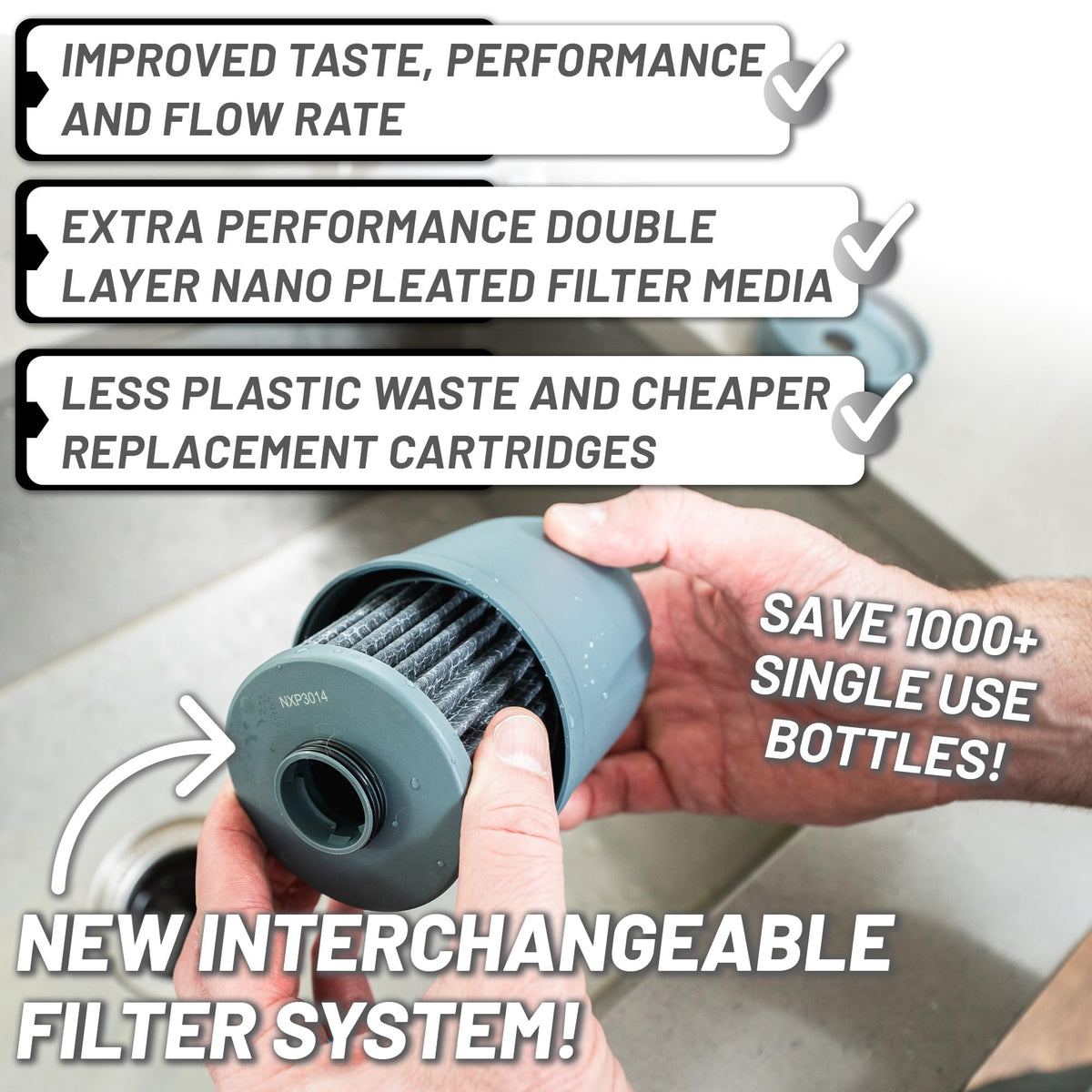 REPLACEMENT FILTER for Epic Nano XP Water Filter Pitcher or Dispenser. Nanofiltration Removes Bacteria (Nano Standard)