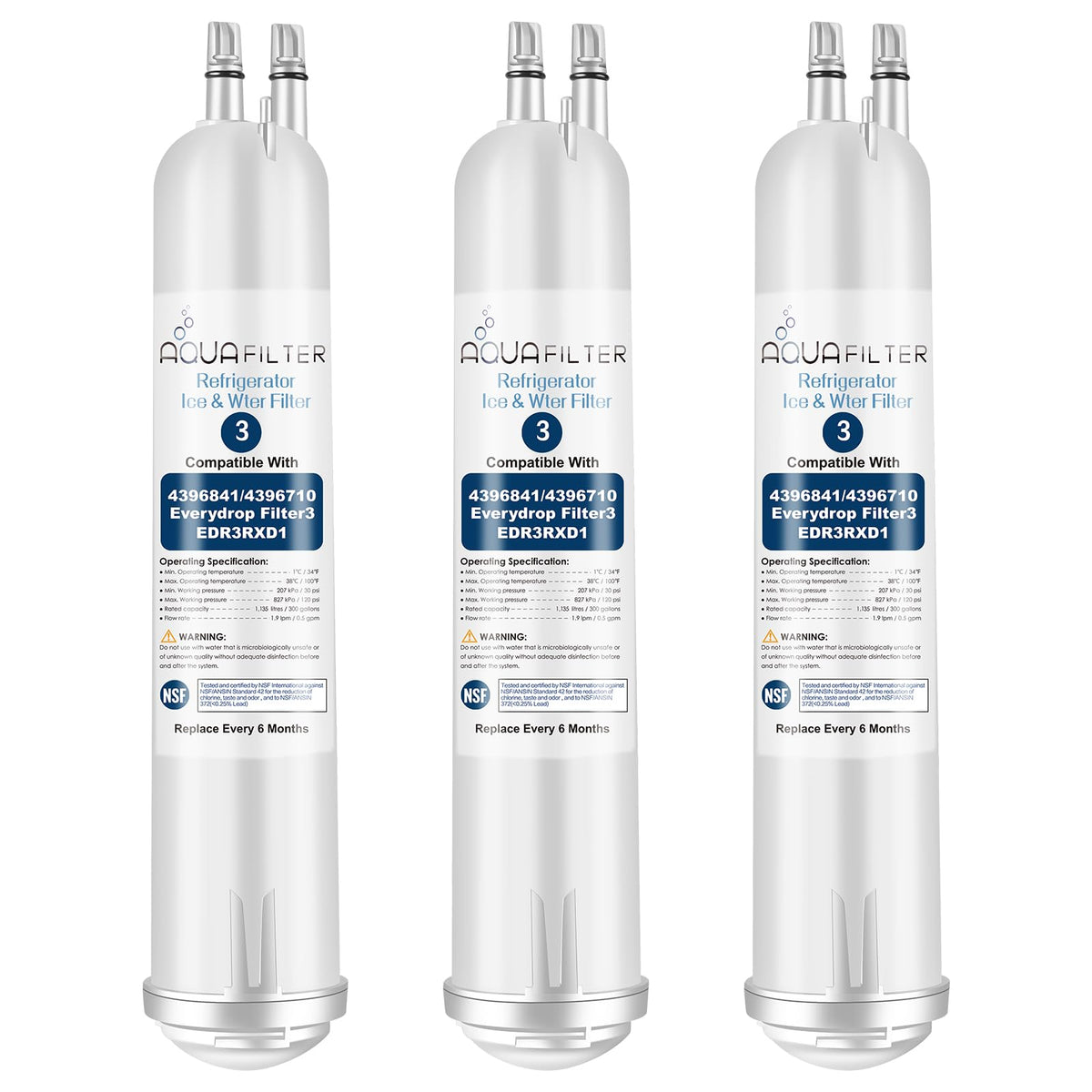 FILTER3 4396841 Refrigerator Water Filter Replacement Compatible with 4396841 4396710 EDR3RXD1 EDR3RXD1B Filter 3 P1WB2 P2RFWG2