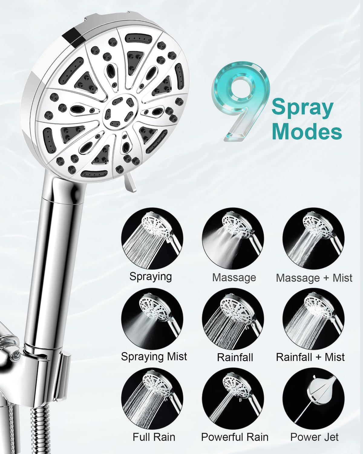 Filtered Shower Head with Handheld (5 PCS Filters / Chrome)