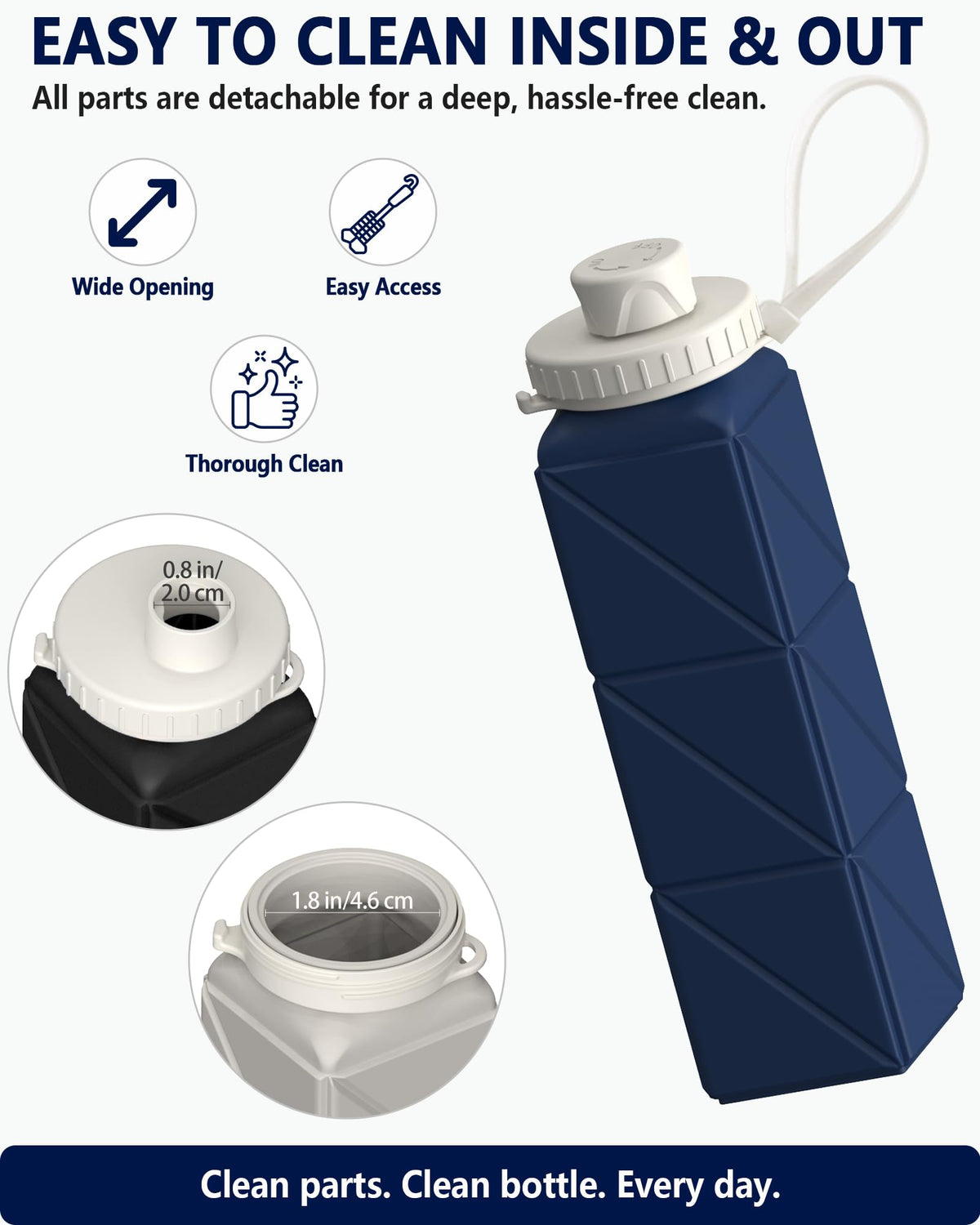 Collapsible Water Bottles 21oz (Starlight+Pink+Blue+Dark Blue+Black)