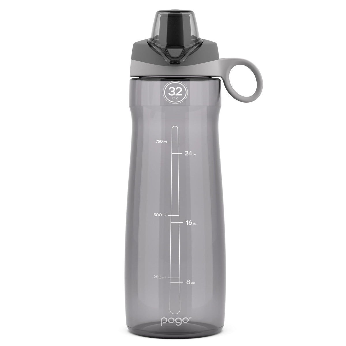 BPA Free Tritan Plastic Water Bottle with Chug Lid (Grey / 32 Ounces)